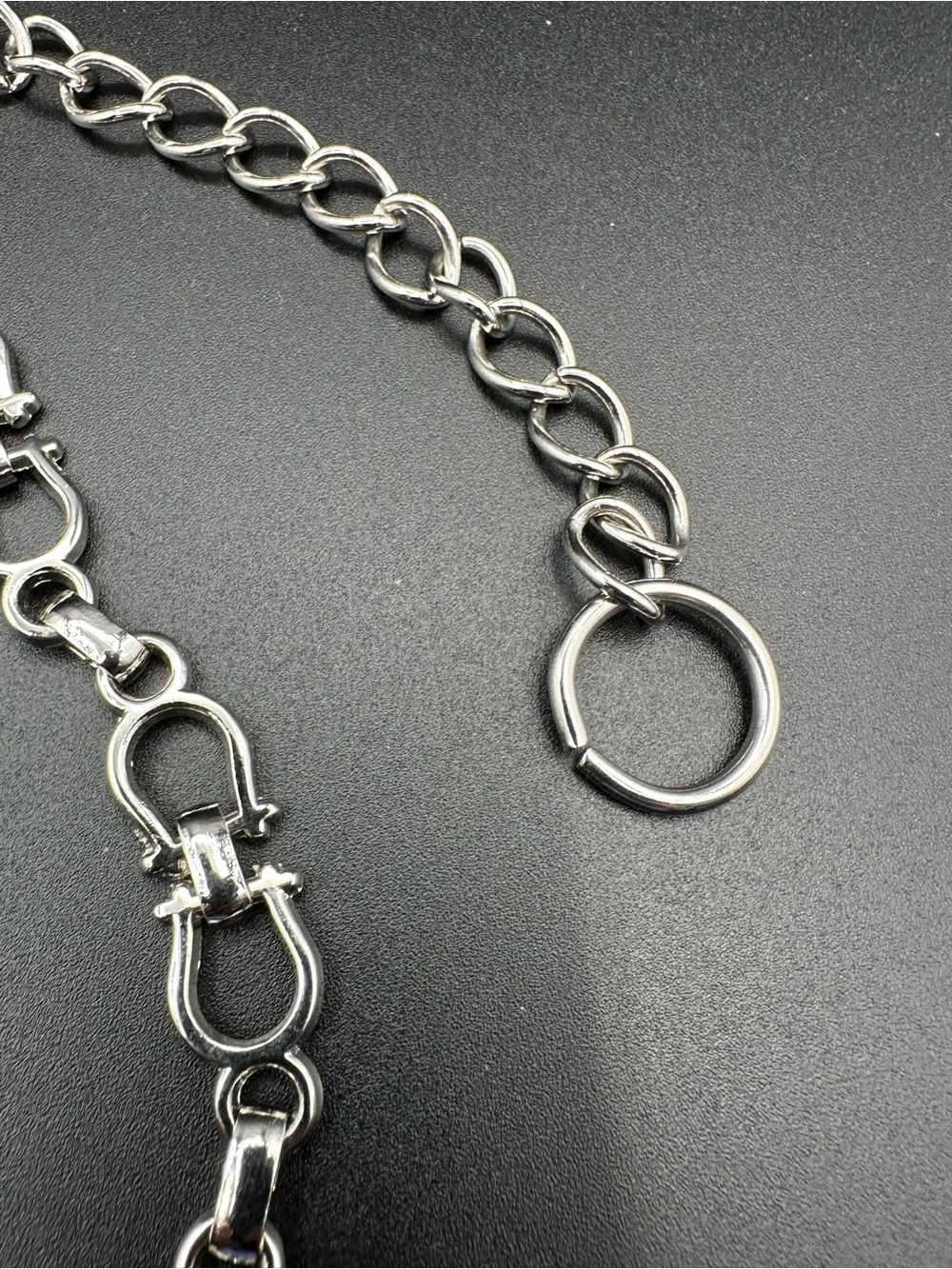 Equestrian Chain Belt – Silver Tone Snaffle Bit Links, Adjustable 33